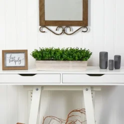 Kirkland's Home Eucalyptus Arrangement In Wide Wooden Planter- Arrangements & Greenery