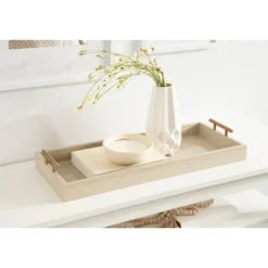Kirkland's Home Evelyn Cream Narrow Decorative Tray- Decorative Trays