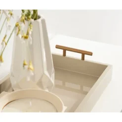 Kirkland's Home Evelyn Cream Narrow Decorative Tray- Decorative Trays