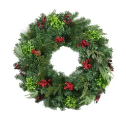 Kirkland's Home Evergreen And Red Berries Winter Mix Wreath- Wreaths