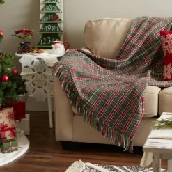 Kirkland's Home Evergreen Forest Plaid Cotton Throw- Blankets & Throws