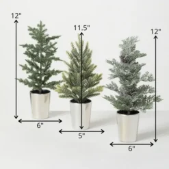 Kirkland's Home Evergreen Trees In Metallic Planters, Set Of 3- Trees & Topiaries