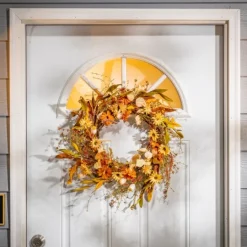 Kirkland's Home Fall Flowers And Foliage Spiral Wreath, 22 In.- Wreaths