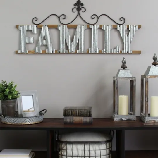 Kirkland's Home Family Scroll Galvanized Metal Wall Plaque- Wall Quotes & Signs