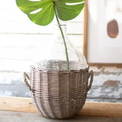 Kirkland's Home Farmhouse Glass Jug And Wicker Wrap Vase- Vases