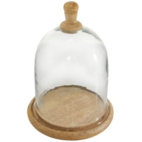 Kirkland's Home Farmhouse Wood And Glass Dome Cloche, 11 In.- Decorative Accents
