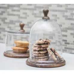 Kirkland's Home Farmhouse Wood And Glass Dome Cloche, 11 In.- Decorative Accents