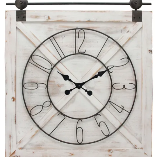 Kirkland's Home Farmstead Wooden Barn Door Clock- Clocks