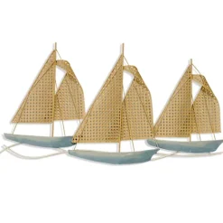 Kirkland's Home Faux Cane And Metal Sails Triptych Wall Plaque- Wall Plaques