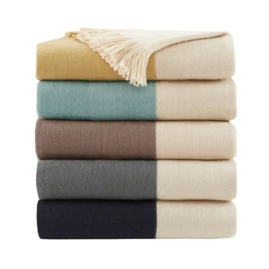 Kirkland's Home Faux Cashmere Color Block Throw Blanket- Blankets & Throws
