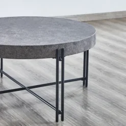 Kirkland's Home Faux Concrete And Metal Base Coffee Table- Coffee Tables