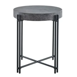 Kirkland's Home Faux Concrete And Metal Base Accent Table- Accent & End Tables