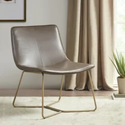 Kirkland's Home Faux Leather Accent Chair With Gold Base- Accent Chairs