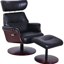 Kirkland's Home Faux Leather Accent Chair With Ottoman- Accent Chairs