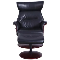 Kirkland's Home Faux Leather Accent Chair With Ottoman- Accent Chairs