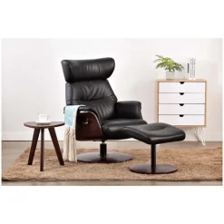 Kirkland's Home Faux Leather Accent Chair With Ottoman- Accent Chairs