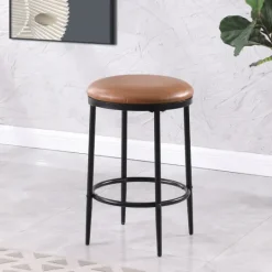 Kirkland's Home Faux Leather And Metal Counter Stool- Bar Stools & Counter Height Stools