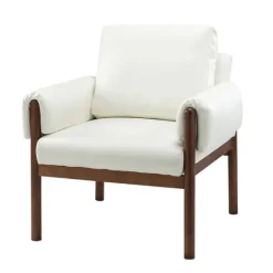 Kirkland's Home Faux Leather And Wood Accent Chair- Accent Chairs