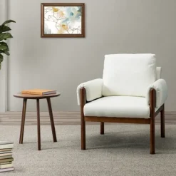 Kirkland's Home Faux Leather And Wood Accent Chair- Accent Chairs