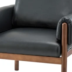 Kirkland's Home Faux Leather And Wood Accent Chair- Accent Chairs