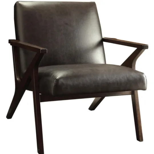 Kirkland's Home Faux Leather And Wood Accent Chair- Accent Chairs