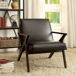 Kirkland's Home Faux Leather And Wood Accent Chair- Accent Chairs