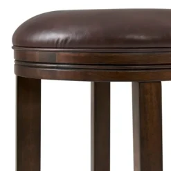 Kirkland's Home Faux Leather And Wood Bar Stool- Bar Stools & Counter Height Stools