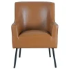 Kirkland's Home Faux Leather Black Legs Accent Chair- Accent Chairs