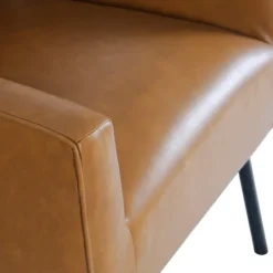 Kirkland's Home Faux Leather Black Legs Accent Chair- Accent Chairs