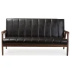 Kirkland's Home Faux Leather Channel Sofa, 63 In.- Sofas & Loveseats