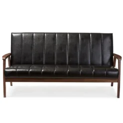 Kirkland's Home Faux Leather Channel Sofa, 63 In.- Sofas & Loveseats