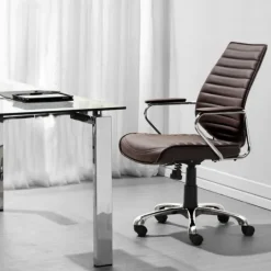 Kirkland's Home Faux Leather Channeled Office Chair- Office Furniture