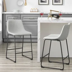 Kirkland's Home Faux Leather Counter Stools, Set Of 2- Bar Stools & Counter Height Stools