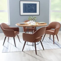 Kirkland's Home Faux Leather Curved Open Back Dining Chair- Dining Chairs