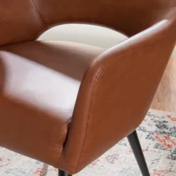 Kirkland's Home Faux Leather Curved Open Back Dining Chair- Dining Chairs
