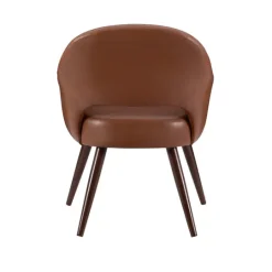 Kirkland's Home Faux Leather Curved Open Back Dining Chair- Dining Chairs
