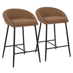 Kirkland's Home Faux Leather Low Counter Stools, Set Of 2- Bar Stools & Counter Height Stools
