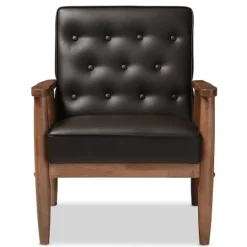 Kirkland's Home Faux Leather Mid-Century Modern Accent Chair- Accent Chairs