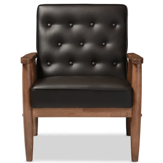 Kirkland's Home Faux Leather Mid-Century Modern Accent Chair- Accent Chairs