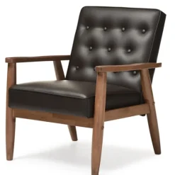 Kirkland's Home Faux Leather Mid-Century Modern Accent Chair- Accent Chairs