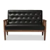 Kirkland's Home Faux Leather Modern 2-Seat Loveseat- Sofas & Loveseats