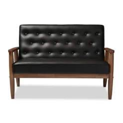 Kirkland's Home Faux Leather Modern 2-Seat Loveseat- Sofas & Loveseats