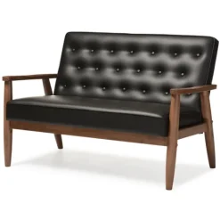 Kirkland's Home Faux Leather Modern 2-Seat Loveseat- Sofas & Loveseats