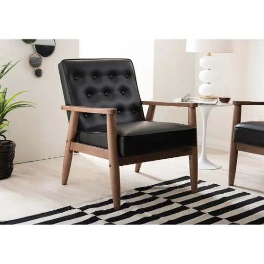Kirkland's Home Faux Leather Sawyer Accent Chair- Accent Chairs
