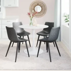 Kirkland's Home Faux Leather Scoop Dining Chairs, Set Of 2- Dining Chairs
