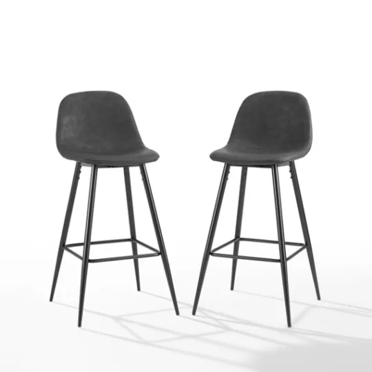 Kirkland's Home Faux Leather Slope Bar Stools, Set Of 2- Bar Stools & Counter Height Stools