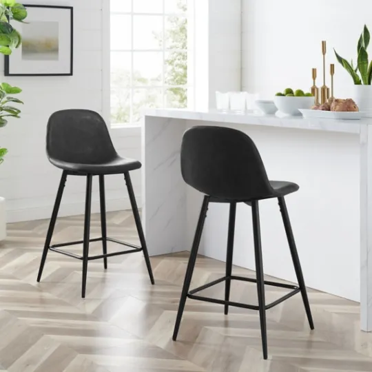 Kirkland's Home Faux Leather Slope Bar Stools, Set Of 2- Bar Stools & Counter Height Stools