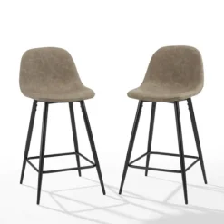 Kirkland's Home Faux Leather Slope Counter Stools, Set Of 2- Bar Stools & Counter Height Stools