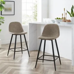 Kirkland's Home Faux Leather Slope Counter Stools, Set Of 2- Bar Stools & Counter Height Stools