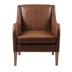 Kirkland's Home Faux Leather Sloped Arm Accent Chair- Accent Chairs